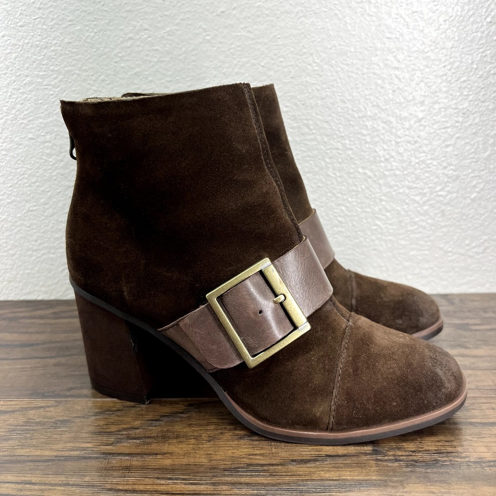 Korks Kork Ease Womens Boots Size 6 Denoon Brown Suede Buckle Back Zip Booties - Picture 1 of 12